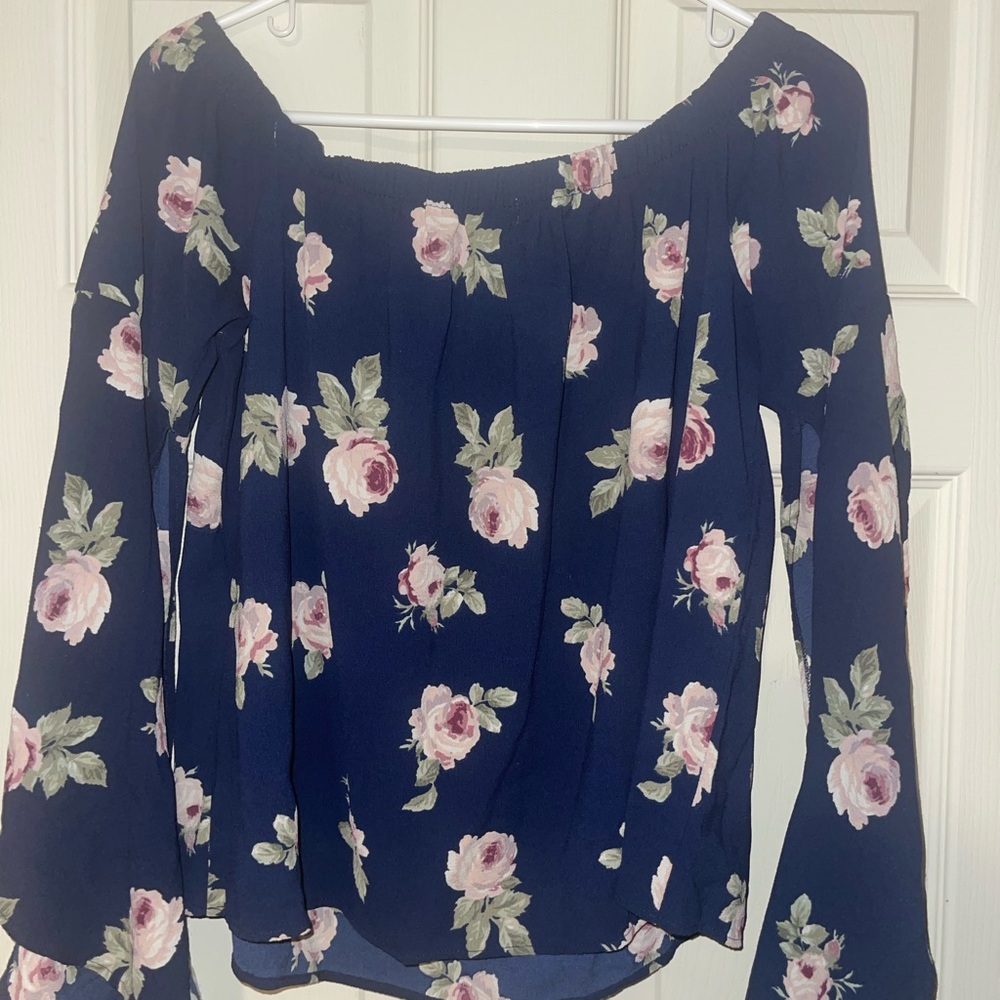 Off the shoulder top with tie bell sleeves